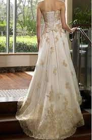 White Amp Tan Wedding Tux Gorgeous Gold And Brown Wedding Dress Fulled With Soft Embroidery Wedding Dresses Strapless Lace Wedding Dress Gold Wedding Dress