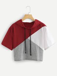 Color Block Hooded Crop Sweatshirt In 2020 Girls Fashion Clothes T Shirt Crop Top Crop Tops For Kids
