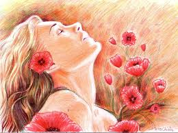 Medicii antici spuneau ca trandafirul este un medicament universal. Fata Cu Flori De Mac Desen In Pix Si Creioane Colorate Desene Si Picturi De Corina Chirila