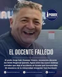 Revelan identidad de docente fallecido en el accidente de Calarcá. #Quindío  El profe Jorge Iván Ocampo Orozco, reconocido docente del SENA Regional  Quindío, figura entre las nueve víctimas mortales que deja el