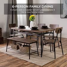 We are currently closed but will be returning in early autumn 2021. Buy Best Choice Products 6 Piece 55in Wooden Modern Dining Set For Home Kitchen Dining Room W Storage Racks Rectangular Table Bench 4 Chairs Steel Frame Brown Online In Uae B07m9cn28g