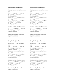 song worksheet mother by john lennon song worksheet mother by john lennon