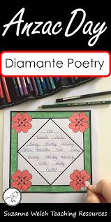 Poetry Writing Templates For Anzac Day Or Other War Remembrance Days Diamante Poems Include Nouns Adjecti Anzac Day Poetry Writing Activities Writing Poetry