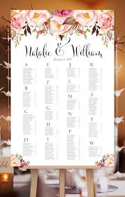 Wedding Seating Chart Poster Romantic Blossoms Watercolor Floral Print Ready Digital File