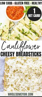 Cheesy Low Carb Cauliflower Breadsticks Recipe Cauliflower Breadsticks Keto Recipes Easy Low Carb Side Dishes