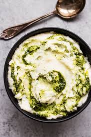 Roasted Garlic Mashed Potatoes With Basil Pesto Recipe Roasted Garlic Mashed Potatoes Garlic Mashed Potatoes Roasted Garlic