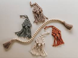 Boho Macrame Ornaments In 2020 Boho Nursery Macrame Art Boho Wall Hanging