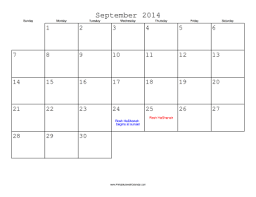 September 2014 Calendar With Jewish Holidays Jewish Holidays Jewish Calendar Calendar
