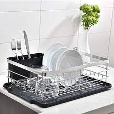 The norpro microfiber dish drying mat is cushioned to keep your delicate dishware safe while drying, all while absorbing up to four times its weight in liquid. Popilion Quality Kitchen Sink Side Antimicrobial Draining Dish Drying Rack Dish Rack With Black Dr Dish Rack Drying Over Sink Dish Drying Rack Quality Kitchens