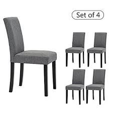 Amazon Com Lssbought Set Of 4 Classic Fabric Dining Chairs Dining Room Chair With Solid Wood Legs Grey Fabric Dining Chairs Dining Chairs Dining Room Chairs