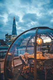 View Of The Shard From Coppa Club London Eat In An Igloo London Places Travel Destinations England United Kingdom Travel