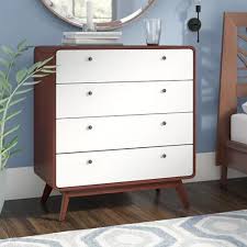 Chic mid century 4 drawer half tallboy chest of drawers in medium teak warm wood tones. Cosmoliving Dressers Chests Of 4 Drawers Tallboy W Rounded Corner