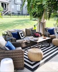Black And White Striped Patio Decor Life Love Larson Summer Home Tour 2018 Patio Style Outdoor Furniture Sets Outdoor Patio Decor