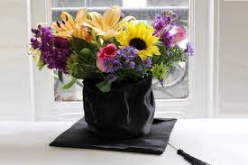 Diy Graduation Cap Centerpiece With Flowers Petal Talk Graduation Diy Diy Graduation Cap Graduation