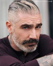 We Added Eggplant To Our Color Assortment For All Of Our Fashion Basics And Henleys Just Because I Like To Grey Hair Men Mens Hairstyles Older Mens Hairstyles