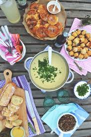 Roasted potatoes, carrots, and onions. A Casual Rooftop Dinner Party Potato Soup The Sweetest Occasion