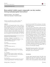 Pdf Root Emitted Volatile Organic Compounds Can They Mediate Belowground Plant Plant Interactions