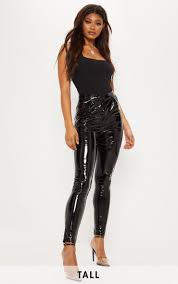 P Strong Tall Black Vinyl Slim Leg Trouser Strong P P Look The Biz This Weekend In These Trouser Clothing For Tall Women Tall Girl Fashion Vinyl Trousers