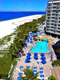 Aerial View Of The Pool And Beach At Pink Shell Beach Resort Florida Beaches Vacation Fort Myers Beach Hotels Family Resort Vacations