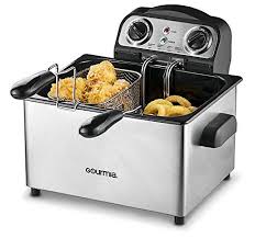 Gourmia Gdf475 Compact Electric Deep Fryer 3 Baskets Dual Thermostat Timer Dials Stainless Steel Food Capacity Electric Deep Fryer Home Deep Fryer Deep Fryer