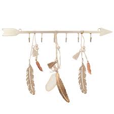 Porte Bijoux Fleche En Metal Blanc Et Feuilles Dorees Wild Bijoux Fleche Porte Bijoux Metal Blanc