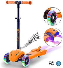Amazon Com Fitnessclub Kick Scooter For Kids Multi Foundation Kids Scooters With Led Light Up Wheels Height Adjustabl Kids Scooter Kids Bedtime Kick Scooter