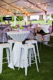 White Cocktail Table And Bar Chairs At A Outdoor Venue For Pre Drinks Wedding White Cocktail Tables Beautiful Furniture Pieces Event Planning