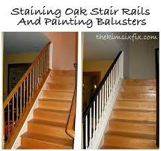 Staining And Painting An Oak Banister Flashback Friday Stair Railing Makeover Stair Makeover Stairs Makeover