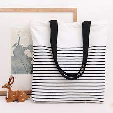 Kup bag beach blackna ebay. Striped Black White Beach Cotton Bag From Thai Bag Factory