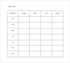 Medication Chart Template 11 Free Sample Example Format