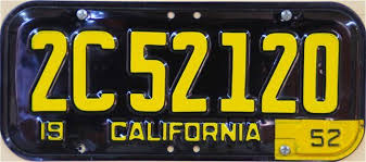Black And Yellow California License Plate Frame 1952 Tag On 51 Plate License Plate California License State License Plate