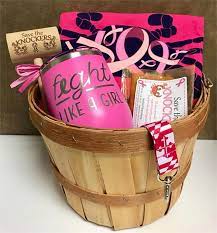 Assemble a gift basket with things a friend might need during and after cancer treatment. Breast Cancer Gift Basket