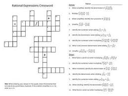 Maths Crossword Puzzles With Answers For Class 10 On Statistics Rational Expressions Crossword Puzzle Crossword
