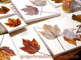 Using Mod Podge To Mount Fall Leaves To Stretched Canvas Collage Diy Autumn Leaves Mod Podge