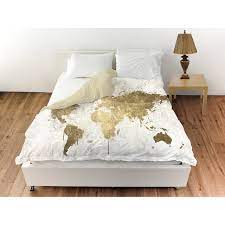 The duvet cover sets come complete with one pillowcase for single size and two pillowcases for all others. Oliver Gal Mapamundi White Gold Duvet Cover