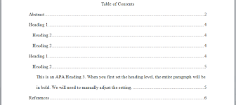 Place your cursor under the title of the toc. Apa Format Research Paper Table Of Contents