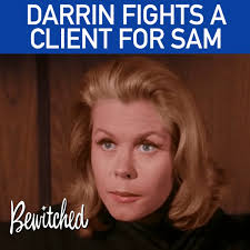 Darrin's (Dick York) new client, Mr. Barker (Jack Warden), tries to get  handsy with Samantha (Elizabeth Montgomery), so Darrin steps in and knocks  him unconscious. , From Season 1 Episode 3 'It ...