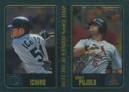 Topps gold 2001 rookies of the year #t99 (ichiro / albert pujols). 2001 Topps Chrome Traded Baseball Card Set Vcp Price Guide