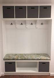 There are so many ways to hack it and use as you diy ikea kallax benches. Our Ikea Hack Mudroom Bench We Used Two Kallax Shelves Paneling And Ballard Designs Felicity Fabric For The Mudroom Bench Kallax Shelf Mudroom Storage Bench