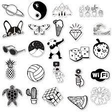 50pcs cute black and white sticker pack for laptopwater etsy in 2022 black and white stickers black stickers cute laptop stickers