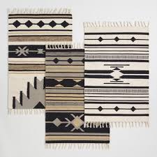Black And White Tribal Rug Runner Handwoven With Black White And Tan Patterns Inspired By Southwestern Style Art Our Exclusive Cotton Blend Rug Cotton Area Rug Affordable Rugs Rugs On Carpet