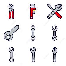 Adjustable wrench this type of wrench will adjust in size to fit a range of nuts, bolts, or fittings that have flat sides. Icon Set Of Plumbing Tools And Different Nut Wrenches Nut Wrench Plumb Png And Vector With Transparent Background For Free Download