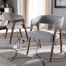Mid Century Fabric Dining Chair Set By Baxton Studio Gray Dining Chairs Dining Chairs Mid Century Dining Chair Wood