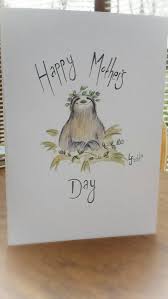 Birthday Card For Mother Drawing Mother S Day Sloth Card Cute Flowers Watercolour Painting Print Mummy Purple Nature Mum Mothers Day Cards Mother S Day Gift Card Mother Card