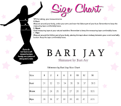 Shimmer By Bari Jay Size Chart