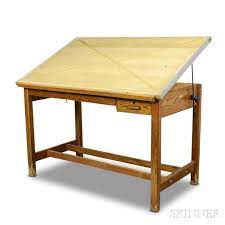 Large Hamilton Oak And Maple Drafting Table Lot 2516 Auction 2967t Estimate 200 300 Sale Table Blueprint Table Drafting Table