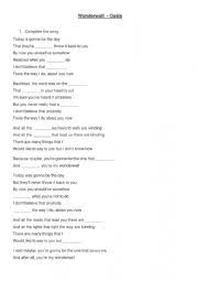 Today is gonna be the day that they're gonna throw it back to you by. Wonderwall Worksheets