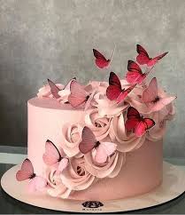 Pink cake with flowers and butterflies. Pin By Angsri Dewi On Ideas Para El Hogar Cake Decorating Flowers Butterfly Birthday Cakes Flower Cake