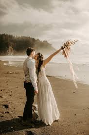 Folky Pnw Beach Elopement Inspiration Rish Bridal A Be Bridal Shop Relaxed Wedding Dress Beach Wedding Dress Boho Beach Wedding Dress Boho Bohemian