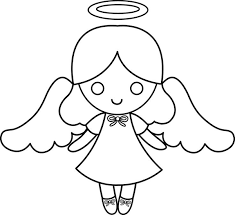Angel black and white drawing. Black And White Angel Cartoon